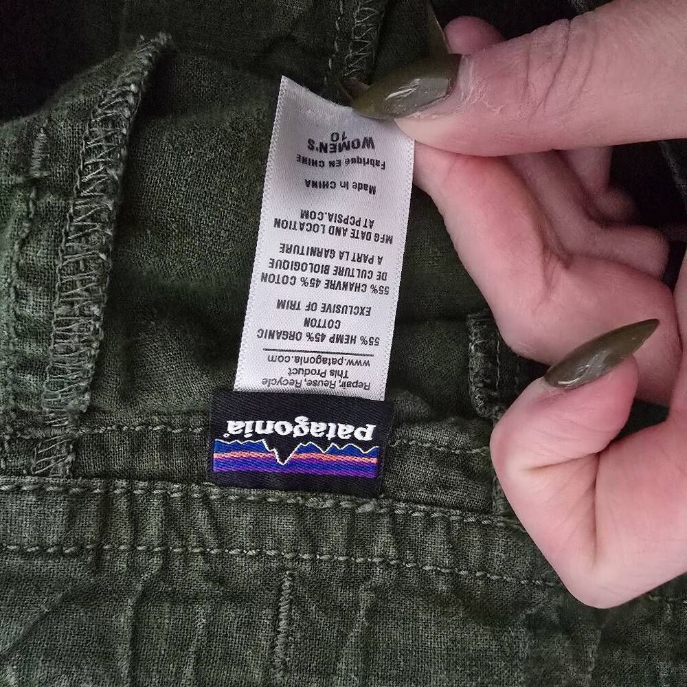 Patagonia Island Hemp Organic Cotton Blend Wide Leg Dark Green 10 Coastal Resort - Picture 5 of 5